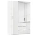 Miramar Type-5 Wardrobe - 151cm - 3 Door - Combi - Alpine White & Crystal White Glass