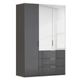 Miramar Type-5 Wardrobe - 151cm - 3 Door - Combi - Graphite & Basalt Glass