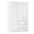 Miramar Type-5 Wardrobe - 151cm - 3 Door - 3 Drawer - Alpine White & Crystal White Glass