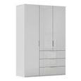Miramar Type-5 Wardrobe - 151cm - 3 Door - 3 Drawer - Silk Grey & Silk Grey Glass