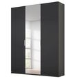 Rauch Miramar Type-5 151cm 3 Door Wardrobe with Mirror - Graphite and Basalt Glass