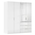 Miramar Type-5 Wardrobe - 201cm - 4 Door - Combi - Alpine White & Crystal White Glass
