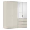 Miramar Type-5 Wardrobe - 201cm - 4 Door - Combi - Champagne & Champagne Glass