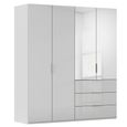 Miramar Type-5 Wardrobe - 201cm - 4 Door - Combi - Silk Grey & Silk Grey Glass