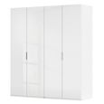 Miramar Type-5 Wardrobe - 201cm - 4 Door - Alpine White & Crystal White Glass