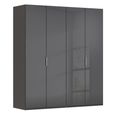 Miramar Type-5 Wardrobe - 201cm - 4 Door - Graphite & Basalt Glass