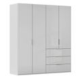 Miramar Type-5 Wardrobe - 201cm - 4 Door - 3 Drawer - Silk Grey & Silk Grey Glass