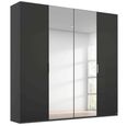 Rauch Miramar Type-5 201cm 4 Door Wardrobe with Mirror - Graphite and Basalt Glass