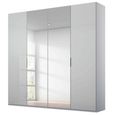 Rauch Miramar Type-5 201cm 4 Door Wardrobe with Mirror - Silk Grey and Silk Grey Glass