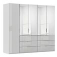 Miramar Type-5 Wardrobe - 251cm - 5 Door - Combi - Silk Grey & Silk Grey Glass