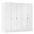 Miramar Type-5 Wardrobe - 251cm - 5 Door - Alpine White & Crystal White Glass
