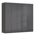 Miramar Type-5 Wardrobe - 251cm - 5 Door - Graphite & Basalt Glass