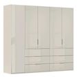 Miramar Type-5 Wardrobe - 251cm - 5 Door - 6 Drawer - Champagne & Champagne Glass