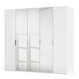 Rauch Miramar Type-5 251cm 5 Door Wardrobe with Mirror - Alpine White and Crystal White Glass