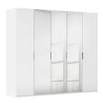 Rauch Miramar Type-5 251cm 5 Door Wardrobe with Mirror - Alpine White and Crystal White Glass