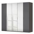 Rauch Miramar Type-5 251cm 5 Door Wardrobe with Mirror - Graphite and Basalt Glass