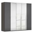 Rauch Miramar Type-5 251cm 5 Door Wardrobe with Mirror - Graphite and Basalt Glass