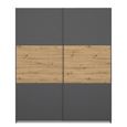 Rauch Miro 175cm 2 Door Sliding Wardrobe - Metallic Dark Grey and Artisan Oak