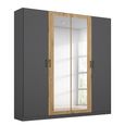 Rauch Miro 181cm 4 Door Wardrobe with Mirror - Metallic Dark Grey and Artisan Oak