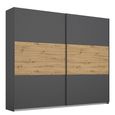 Rauch Miro 218cm 2 Door Sliding Wardrobe - Metallic Dark Grey and Artisan Oak