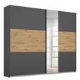 Rauch Miro 218cm 2 Door Sliding Wardrobe with Mirror - Metallic Dark Grey and Artisan Oak