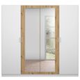 Rauch Miro 226cm 4 Door Wardrobe with Mirror - Alpine White and Artisan Oak