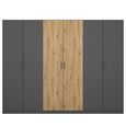 Rauch Miro 271cm 6 Door Wardrobe - Metallic Dark Grey and Artisan Oak
