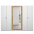 Rauch Miro 271cm 6 Door Wardrobe with Mirror - Alpine White and Artisan Oak