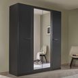 Rauch Modi 181cm 4 Door Wardrobe with Mirror - Metallic Dark Grey
