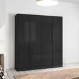 Rauch Monostar 181cm 4 Door Wardrobe - Metallic Dark Grey with Basalt Glass