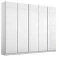 Rauch Monostar 226cm 5 Door Wardrobe with Extras - Alpine White with White Glass