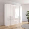 Rauch Monostar 226cm 5 Door Wardrobe with Extras - Alpine White with White Glass