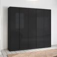 Rauch Monostar 226cm 5 Door Wardrobe with Extras - Metallic Dark Grey with Basalt Glass