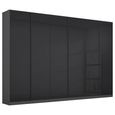 Rauch Monostar 271cm 6 Door Wardrobe with Extras - Metallic Dark Grey with Basalt Glass