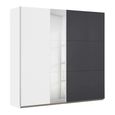 Rauch Monza 218cm 2 Door Sliding Wardrobe with Mirror - Alpine White and Metallic Dark Grey