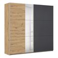 Monza Sliding Wardrobe - 218cm - 2 Door - Mirror - Artisan Oak & Metallic Dark Grey