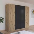 Rauch Monza 226cm 4 Door Wardrobe - Artisan Oak and Metallic Dark Grey