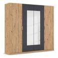 Rauch Monza 226cm 4 Door Wardrobe with Mirror - Artisan Oak and Metallic Dark Grey