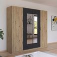 Rauch Monza 226cm 4 Door Wardrobe with Mirror - Artisan Oak and Metallic Dark Grey