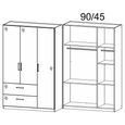Rauch Morella 136cm 3 Door Wardrobe with Drawer - Alpine White and White High Gloss