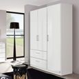 Rauch Morella 136cm 3 Door Wardrobe with Drawer - Alpine White and White High Gloss