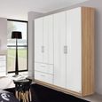 Rauch Morella 181cm 4 Door Wardrobe with Drawer - Sonoma Oak and White High Gloss