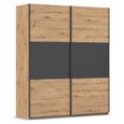 Rauch Neo 175cm 2 Door Sliding Wardrobe - Artisan Oak and Metallic Dark Grey