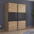 Rauch Neo 175cm 2 Door Sliding Wardrobe - Artisan Oak and Metallic Dark Grey