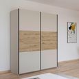 Rauch Neo 175cm 2 Door Sliding Wardrobe - Champagne and Artisan Oak
