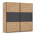 Rauch Neo 218cm 2 Door Sliding Wardrobe - Artisan Oak and Metallic Dark Grey