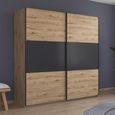 Rauch Neo 218cm 2 Door Sliding Wardrobe - Artisan Oak and Metallic Dark Grey
