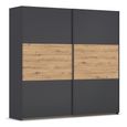 Rauch Neo 218cm 2 Door Sliding Wardrobe - Metallic Dark Grey and Artisan Oak