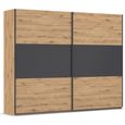Rauch Neo 261cm 2 Door Sliding Wardrobe - Artisan Oak and Metallic Dark Grey