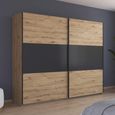 Rauch Neo 261cm 2 Door Sliding Wardrobe - Artisan Oak and Metallic Dark Grey